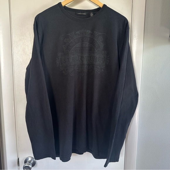 Men’s Y2K Structure Long Sleeve Black Graphic T-Shirt. Large. - Picture 3 of 6